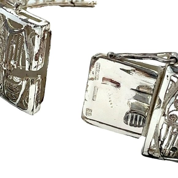 VTG EB Germany Sterling Silver 7 ½" Filigree Hinged Bangle Bracelet! 130 - Picture 6 of 6
